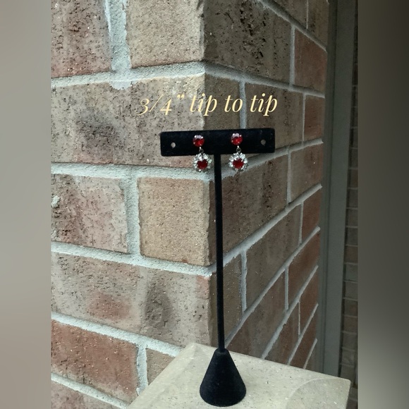 Vintage Red Sterling Silver Screw Back Earrings - Picture 4 of 5